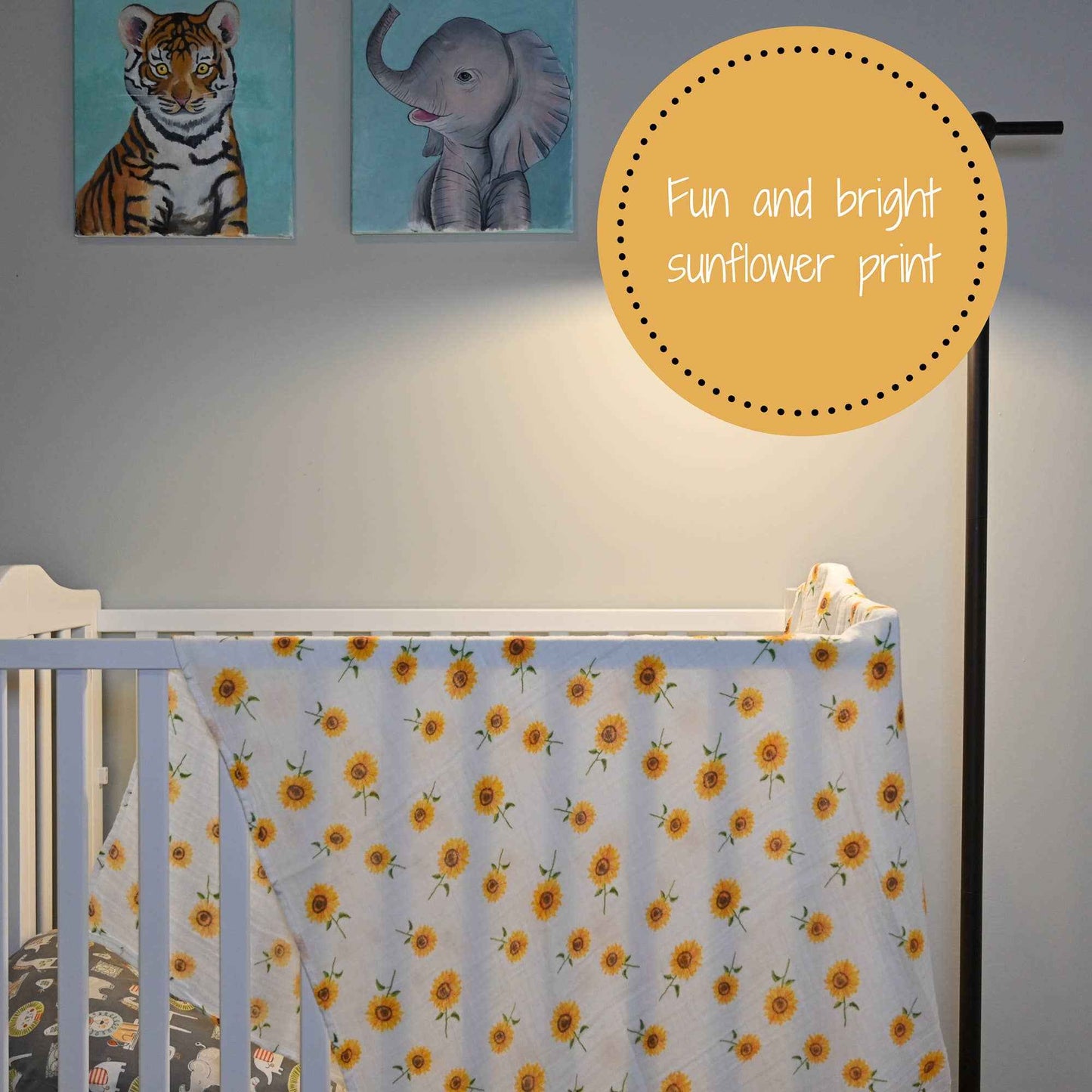 LollyBanks - Sunflower Fields Baby Muslin Swaddle Blanket