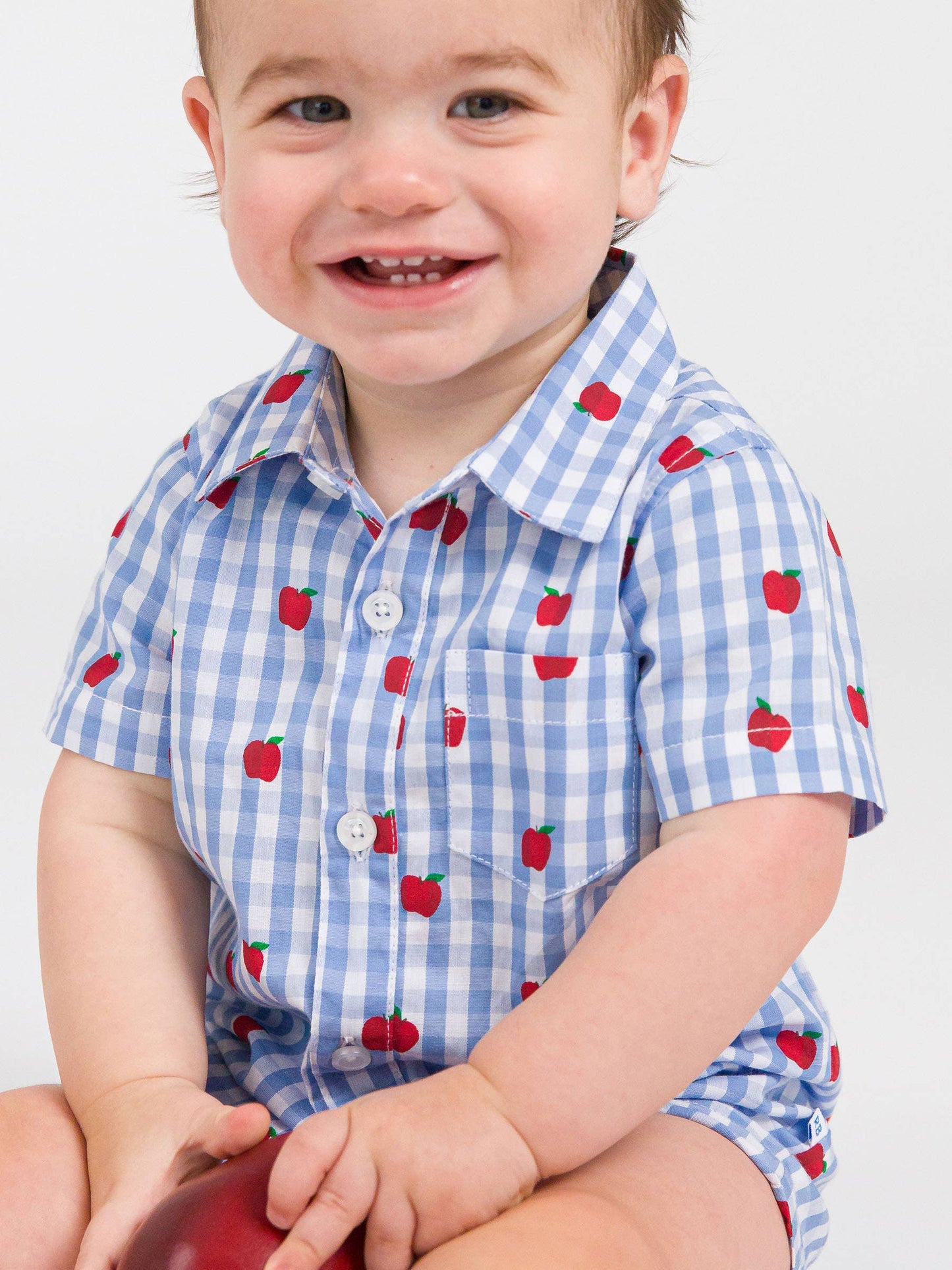 Baby Boys Apple Orchard Classic Gingham Button-Up Romper