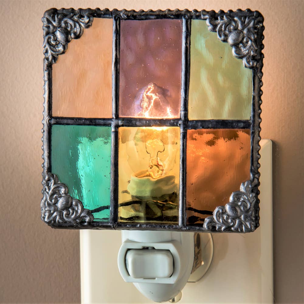 Jewel Tones Stained Glass Decorative Night Light