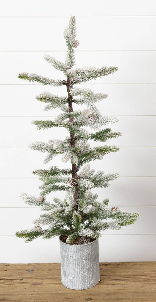 Flocked Pine Tree, in Pot 34"