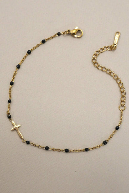 JOSSLYN de wall to wall - PULSERA CON CRUZ DE ACERO INOXIDABLE DE 18 QUILATES SIN DESLUSTRACIÓN | 40B5176