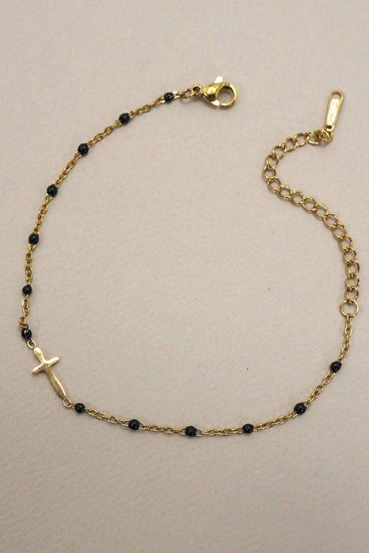 JOSSLYN de wall to wall - PULSERA CON CRUZ DE ACERO INOXIDABLE DE 18 QUILATES SIN DESLUSTRACIÓN | 40B5176