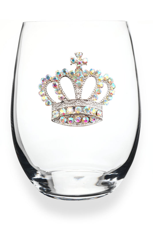 Aurora Borealis Crown Stemless Wine Glass