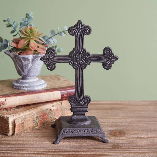 Ornate Cast Iron Cross Statue