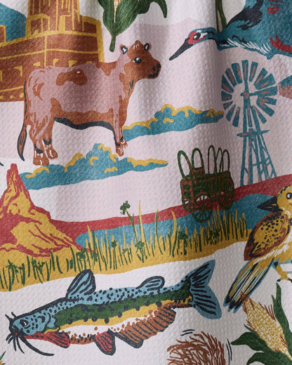 Geometry - Greetings From Nebraska Tea Towel