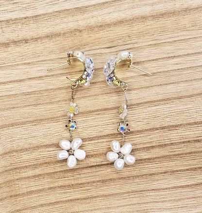 Handmade Flower Decor Drop Earrings