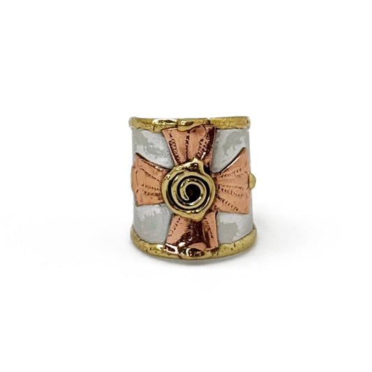 Janya Mixed Metal Ring - Spiral Cross