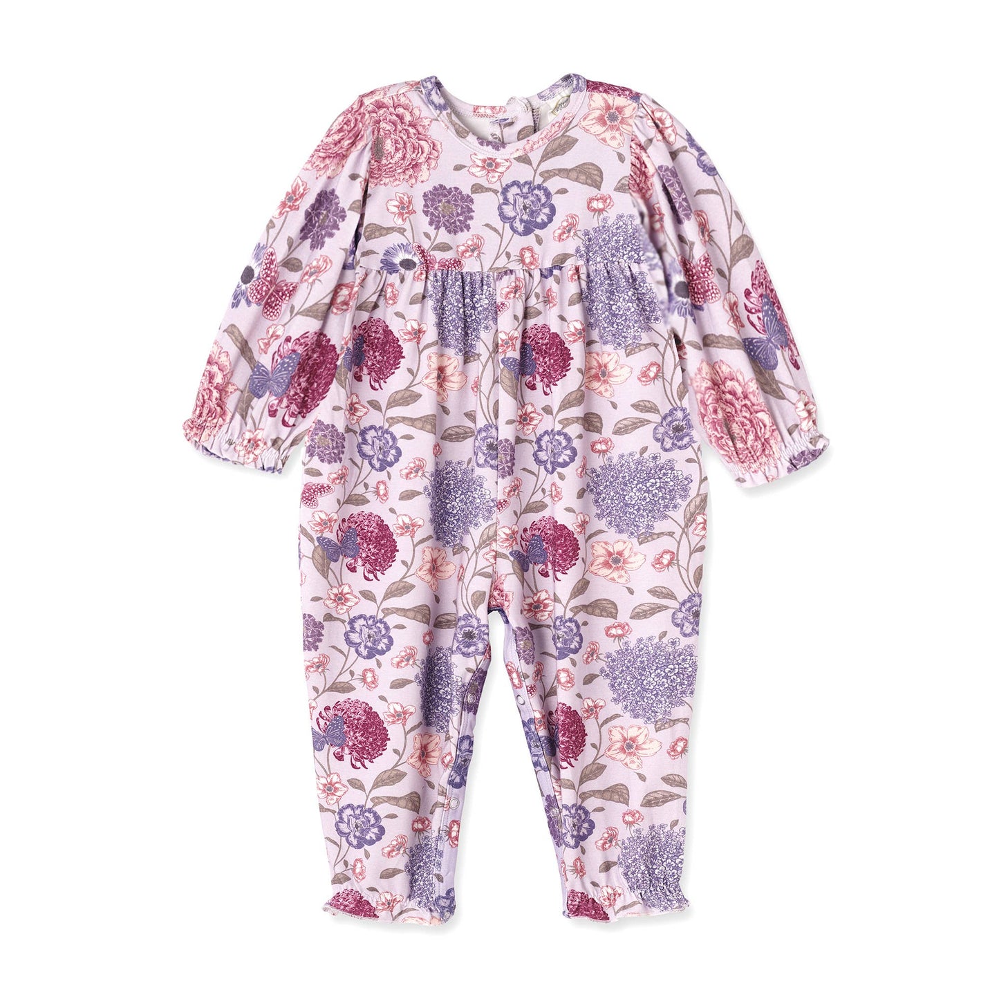 Floral Empire Baby Girl Romper – Bamboo Vintage Bloom Ruffle: 12-18M