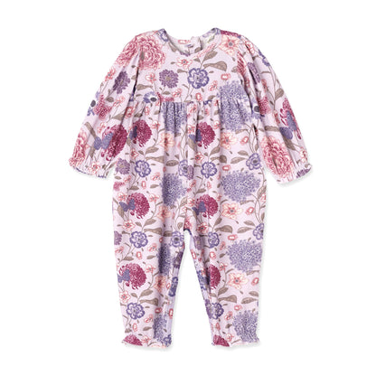 Floral Empire Baby Girl Romper – Bamboo Vintage Bloom Ruffle: 12-18M