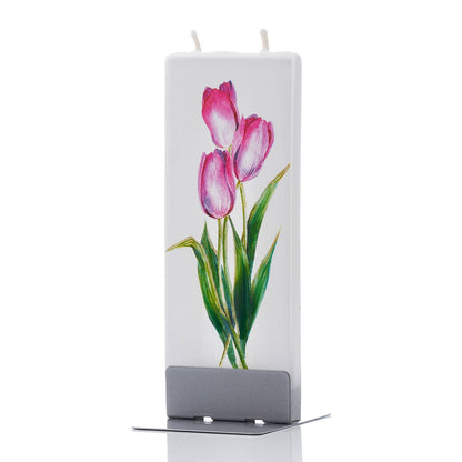 Flat Handmade Candle-Red Tulips