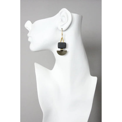 Black agate geometric earrings