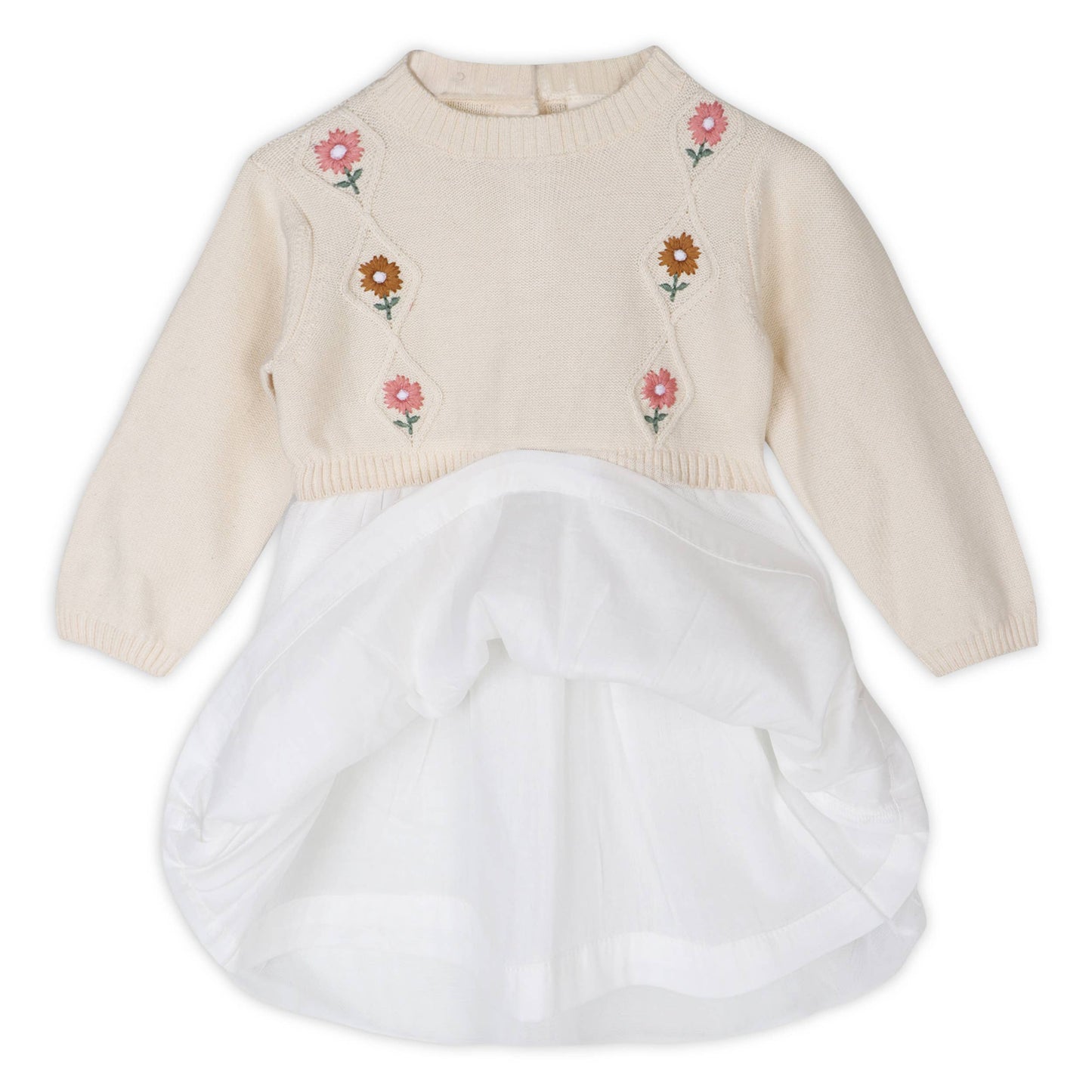 Viverano Organics - Floral Embroidered Sweater Knit Tutu Baby Dress (Organic)