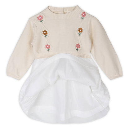 Viverano Organics - Floral Embroidered Sweater Knit Tutu Baby Dress (Organic)