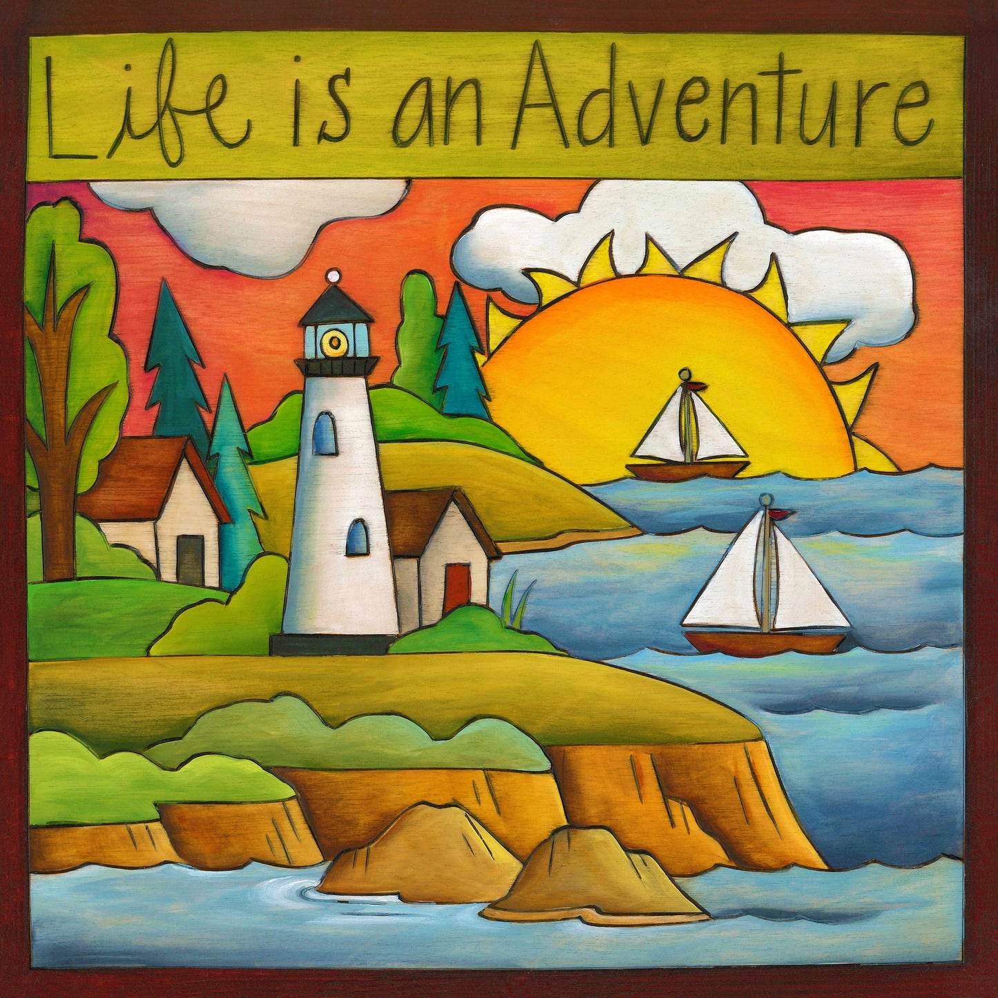 Placa de pared "La vida es una aventura" - 23x23 cm