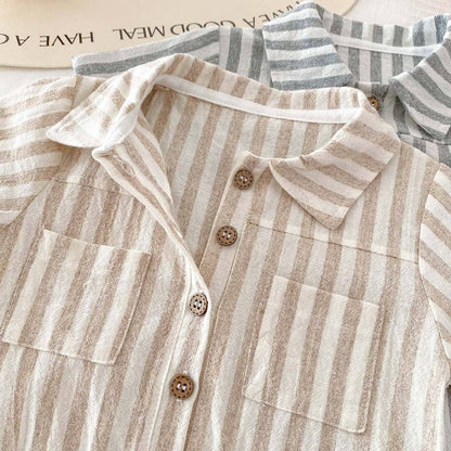 Short Sleeved Striped Romper