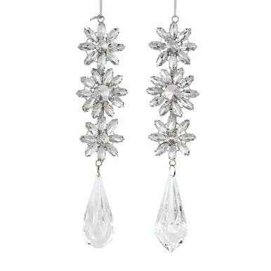 Snowflake With Clear Drop Ornaments, 2 Assorted