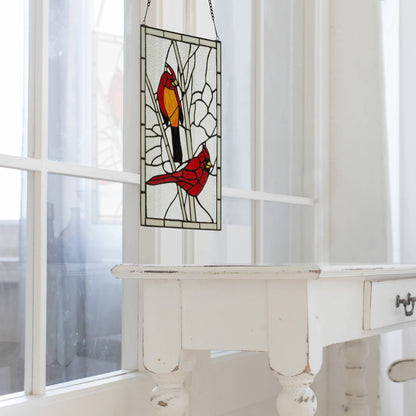 18.5"H Annabelle Red Cardinal Stained Glass Window Panel