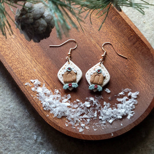 Hand Crafted Gingerbread House Earrings