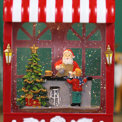 Christmas Musical Coffee Shop Snow Globe with Santa Claus Scene for Christmas Decoration