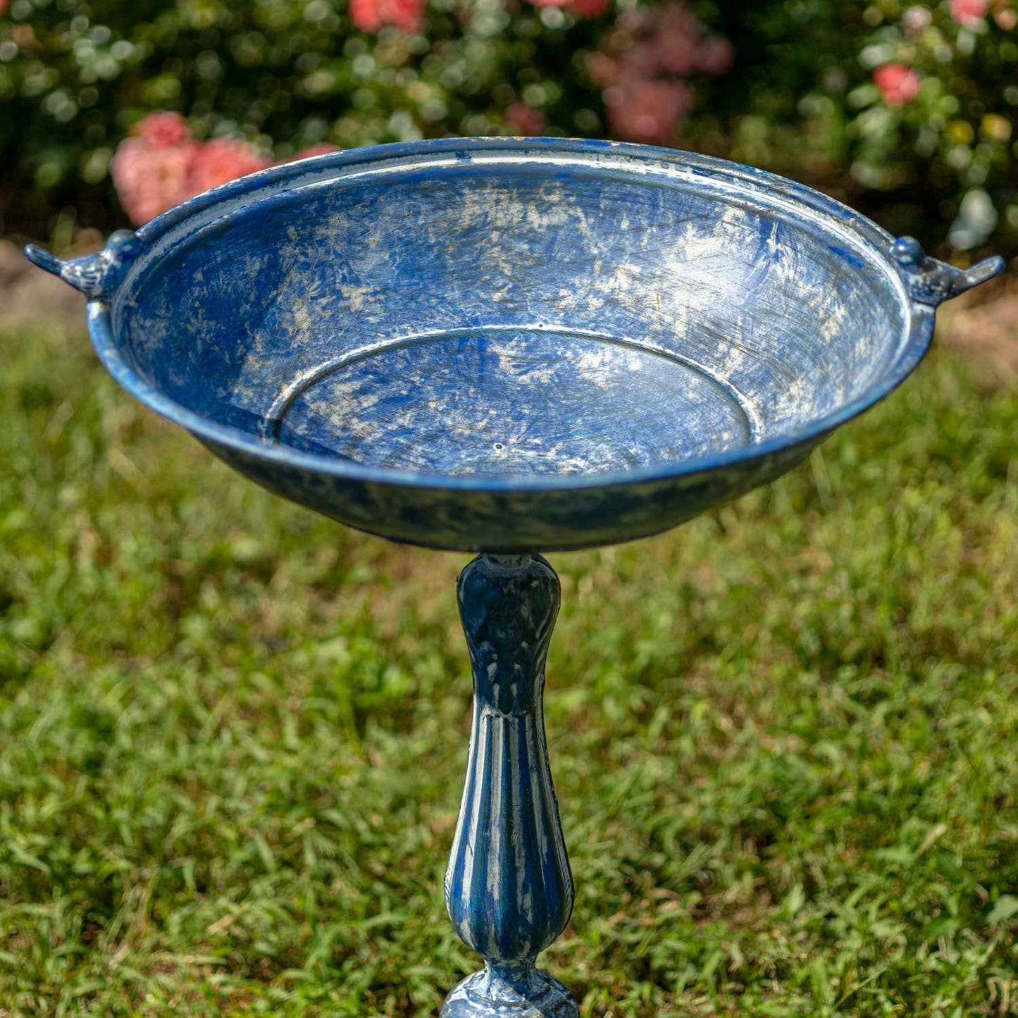 Pedestal Birdbath with Little Bird Detail - 3 Options: Antique Blue