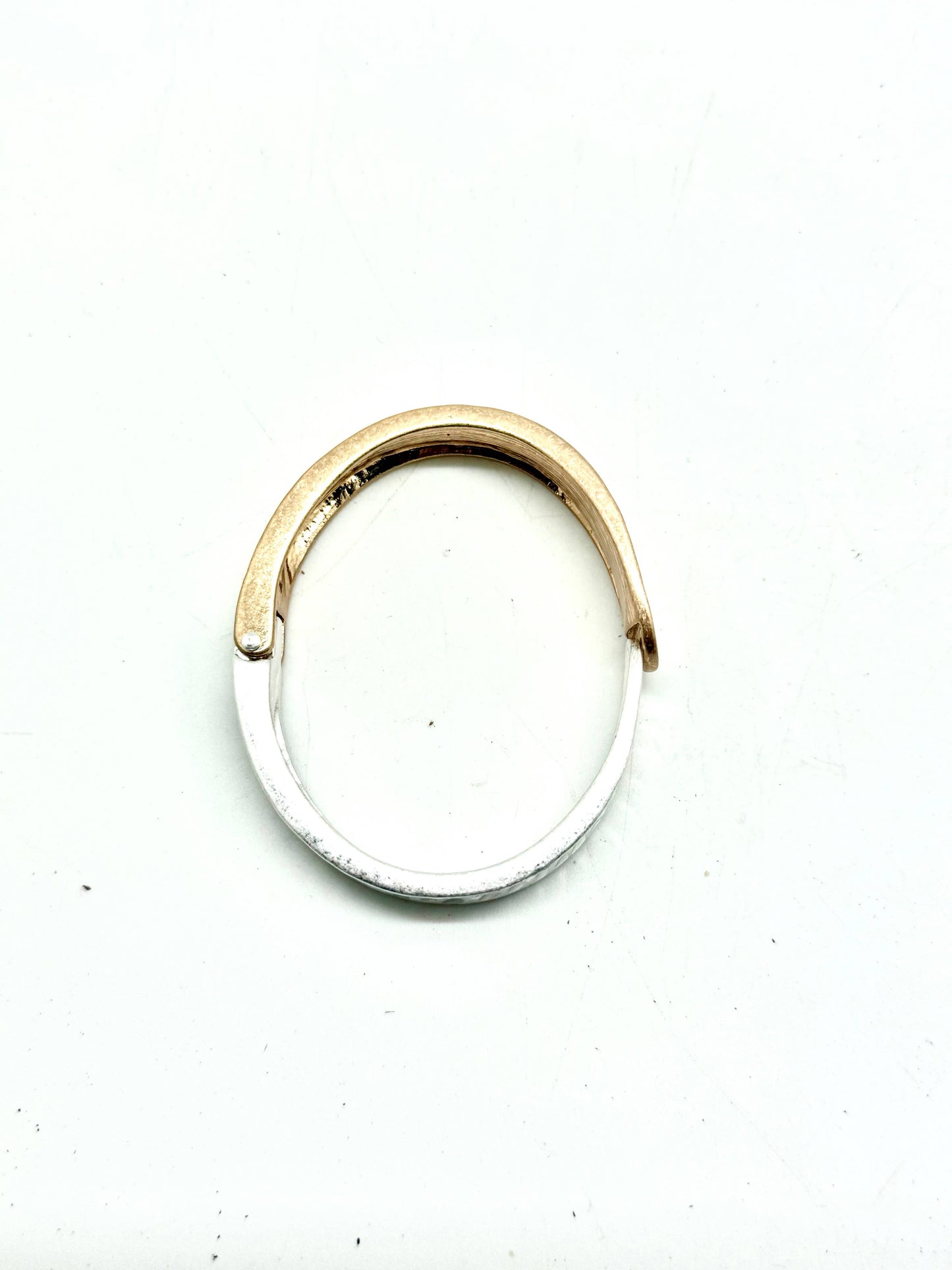 Bracelet Cuff w/Spring Matte Multi Metal Hammered 7”