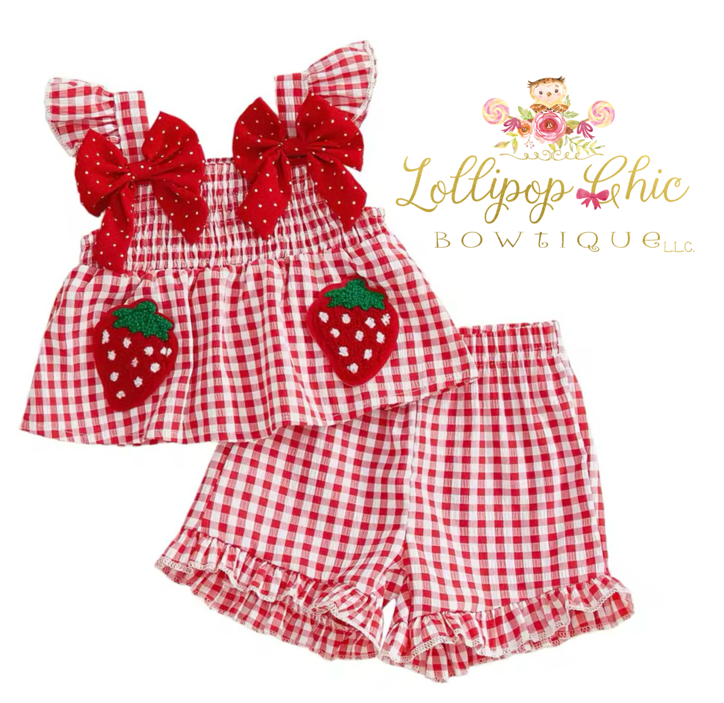 Toddler Baby Girl Strawberry Embroidered Plaid Ruffle Sleeve: 2-3T