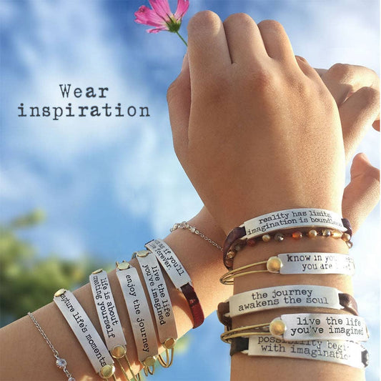 Joyería Sweet Romance: Pulseras de barra con mensaje inspirador