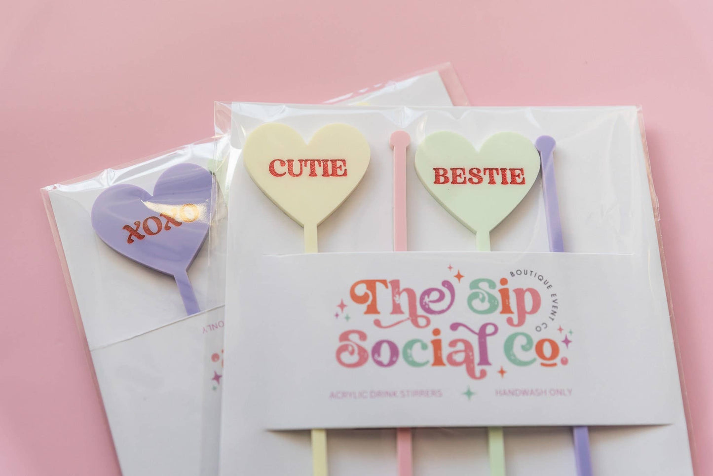 Retro Conversation Heart Drink Stirrers