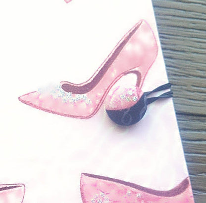 Fabric Covered Hardcover Notebook Composition Book Cover - Pink & Black Stilettos