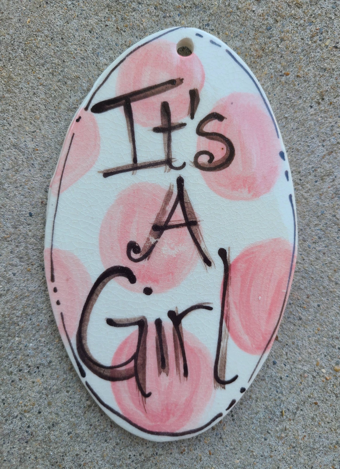 Oval Ornament (Pink Dots It's A Girl)
