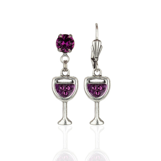 Fine Wine Crystal Charm Earrings
