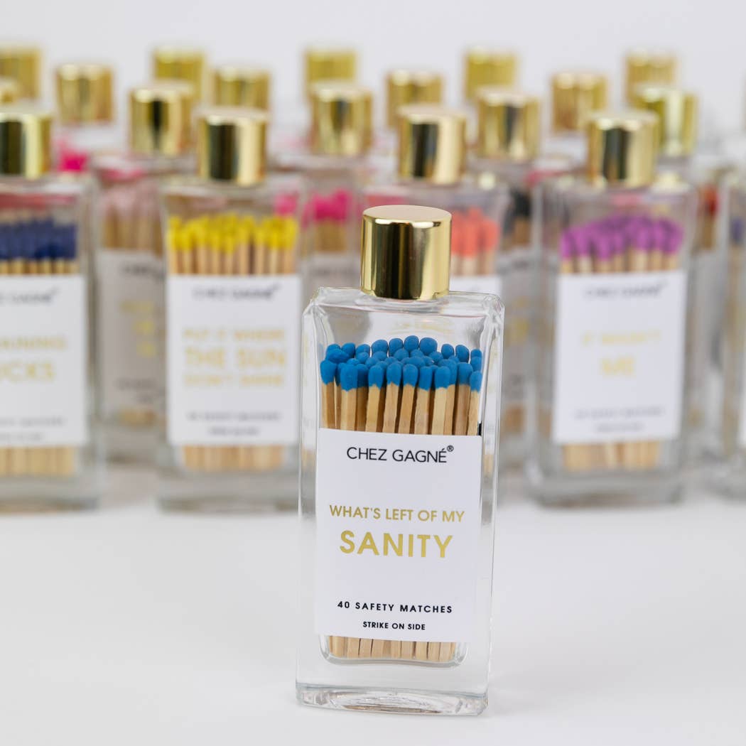 Chez Gagné - What's Left of My Sanity - Glass Bottle Safety Matches - Bright Blue
