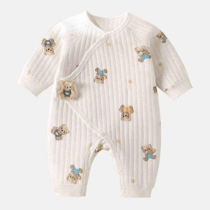 Baby Bear Kimono Romper: Beige / 3-6M