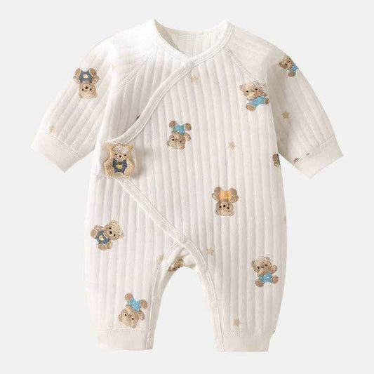 Baby Bear Kimono Romper: Beige / 3-6M