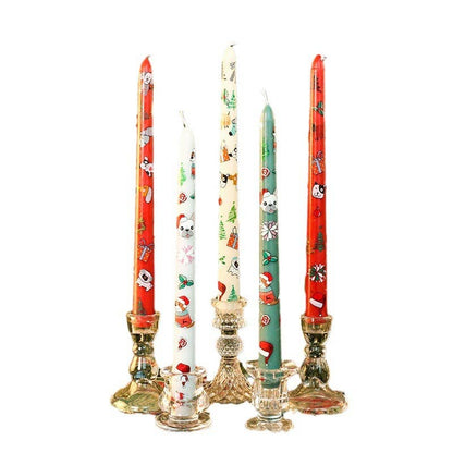 Velas Meta - Velas largas de cera decorativas con diseño navideño de mascota de 25 cm