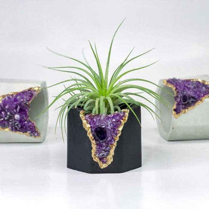 Raw Amethyst Candle Holder | Black, Black Crystal Candle