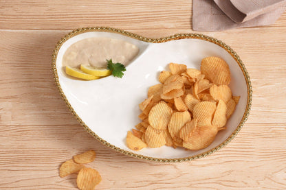 2 Section Serving Pc Gold Trim