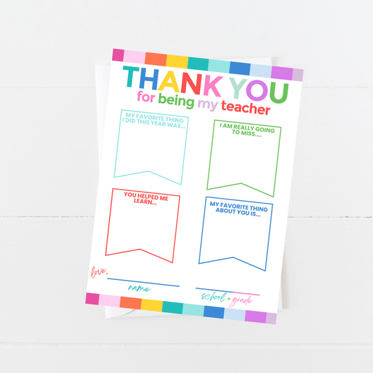 Aspen Lane - Teacher Thank you Card |  Teacher Appreciation Fill-In