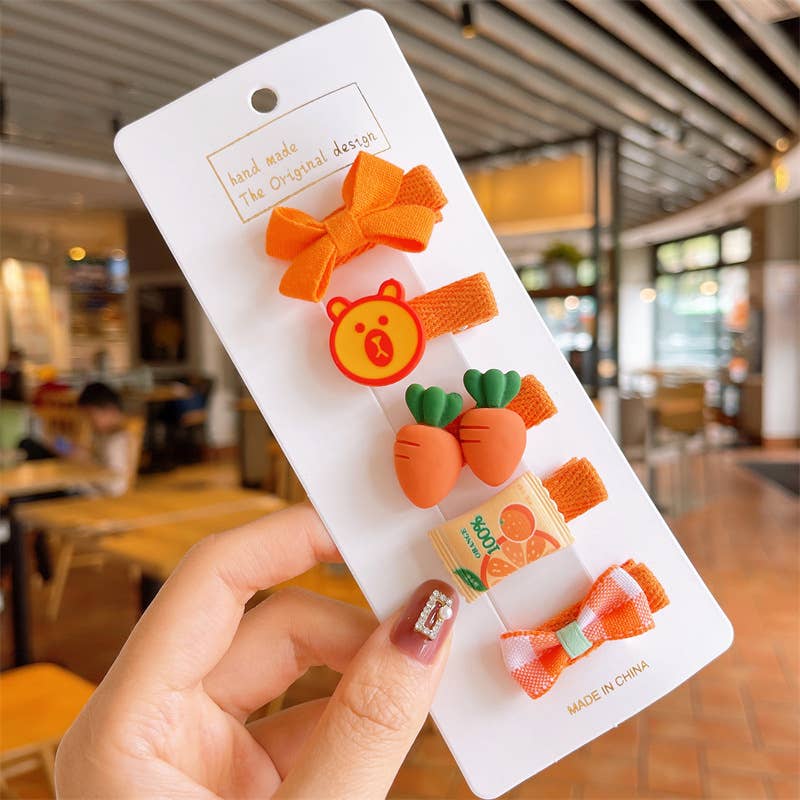 Girls cute hair clip set Kids floral Hair Clip Set of 5