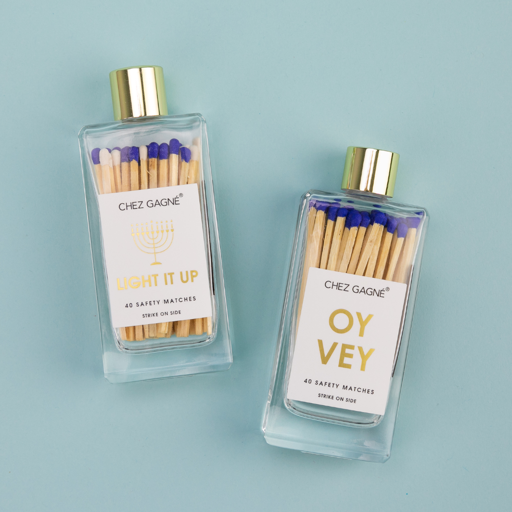 Light It Up - Hanukkah - Holiday Glass Bottle Safety Matches