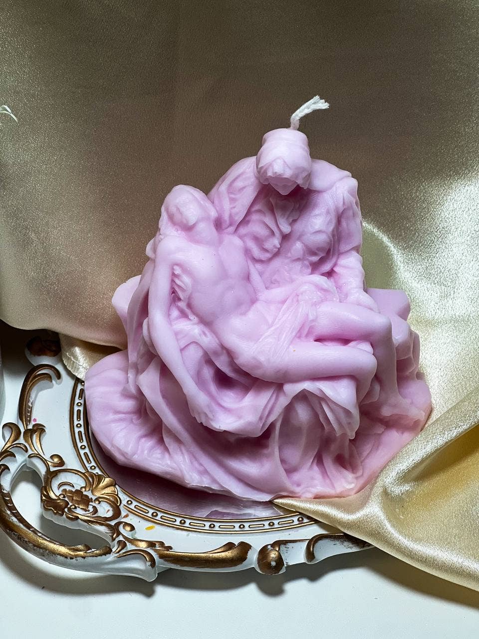 Sculpted Italian Pieta Statue Candle 5.5x6in - Religion