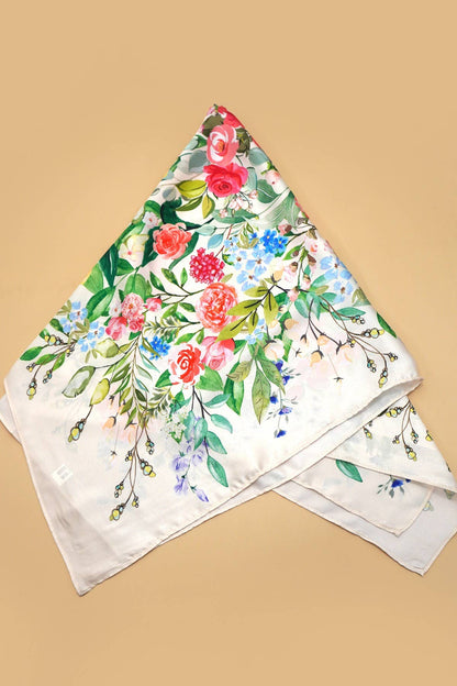 LARGE FLORAL PRINT BANDANA SCARF