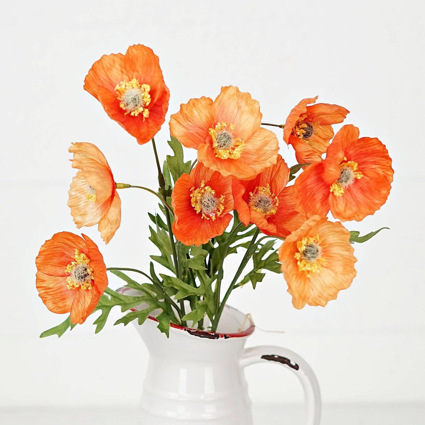 16inL Wrinkle Poppy Bush-Orange-