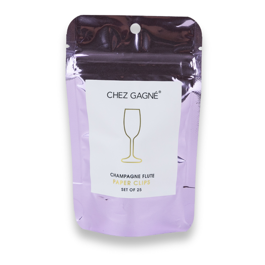 Champagne Flute - Unique Gold Plated Paper Clips - Pack of 25