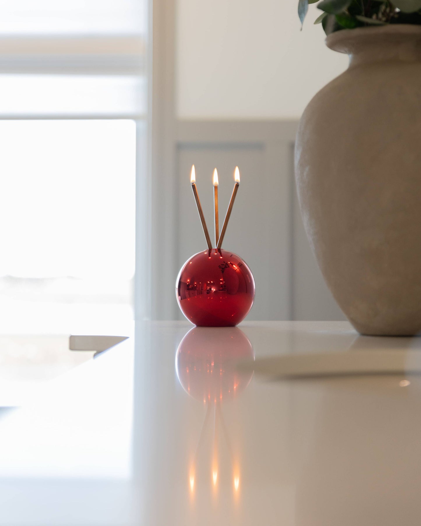 Neva Red Metallic Vase for Everlasting Candles