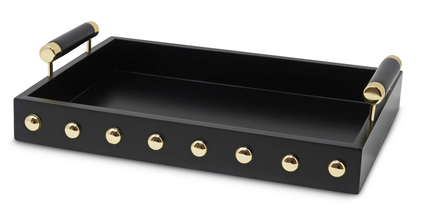 Decorative Tray with Gold Ball Deign and Handle