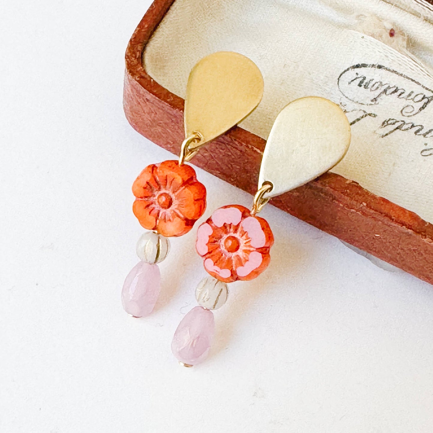 Romantic Flower Stud Earrings with Boho Charm