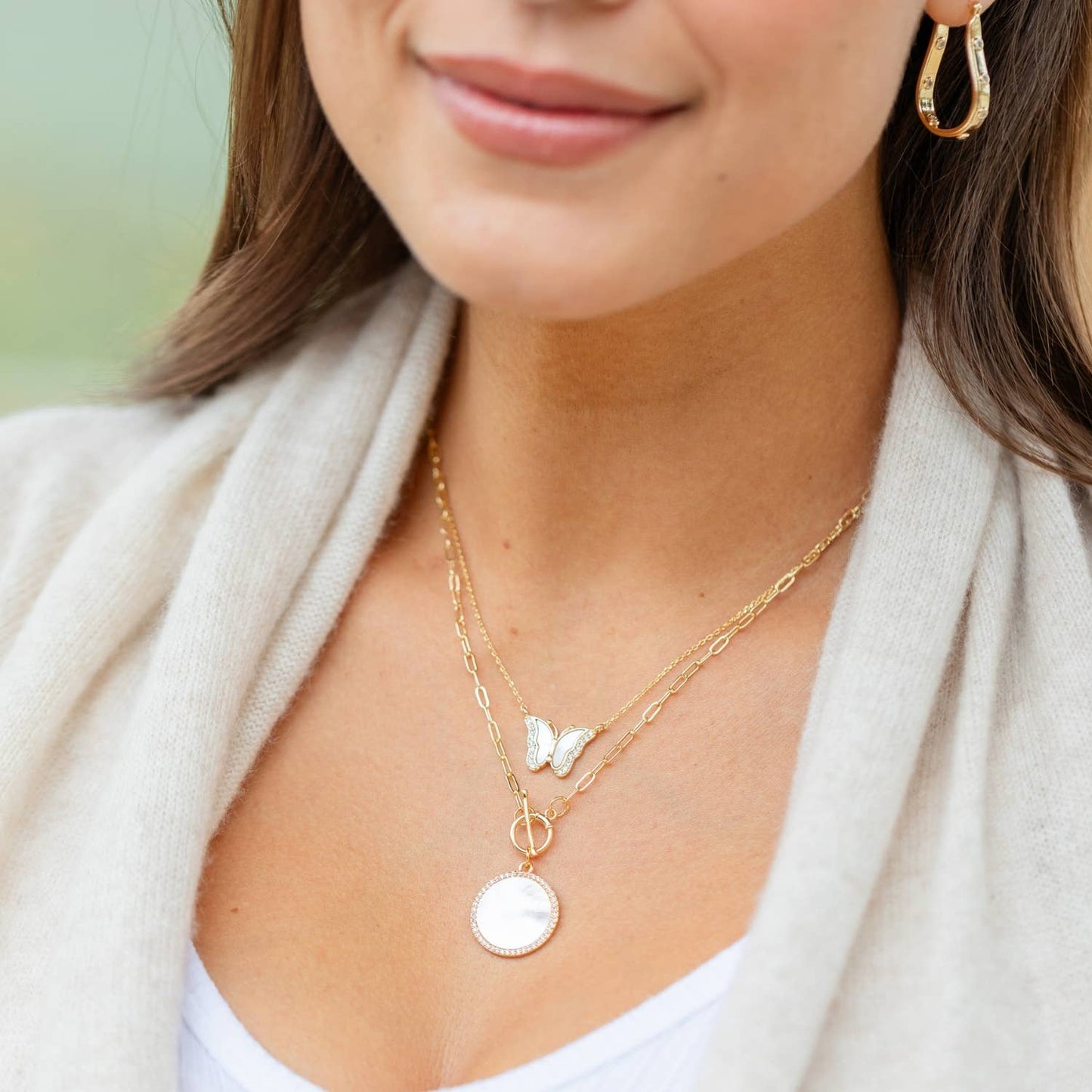 My Heart Is Yours, Shell Pave Heart Necklace