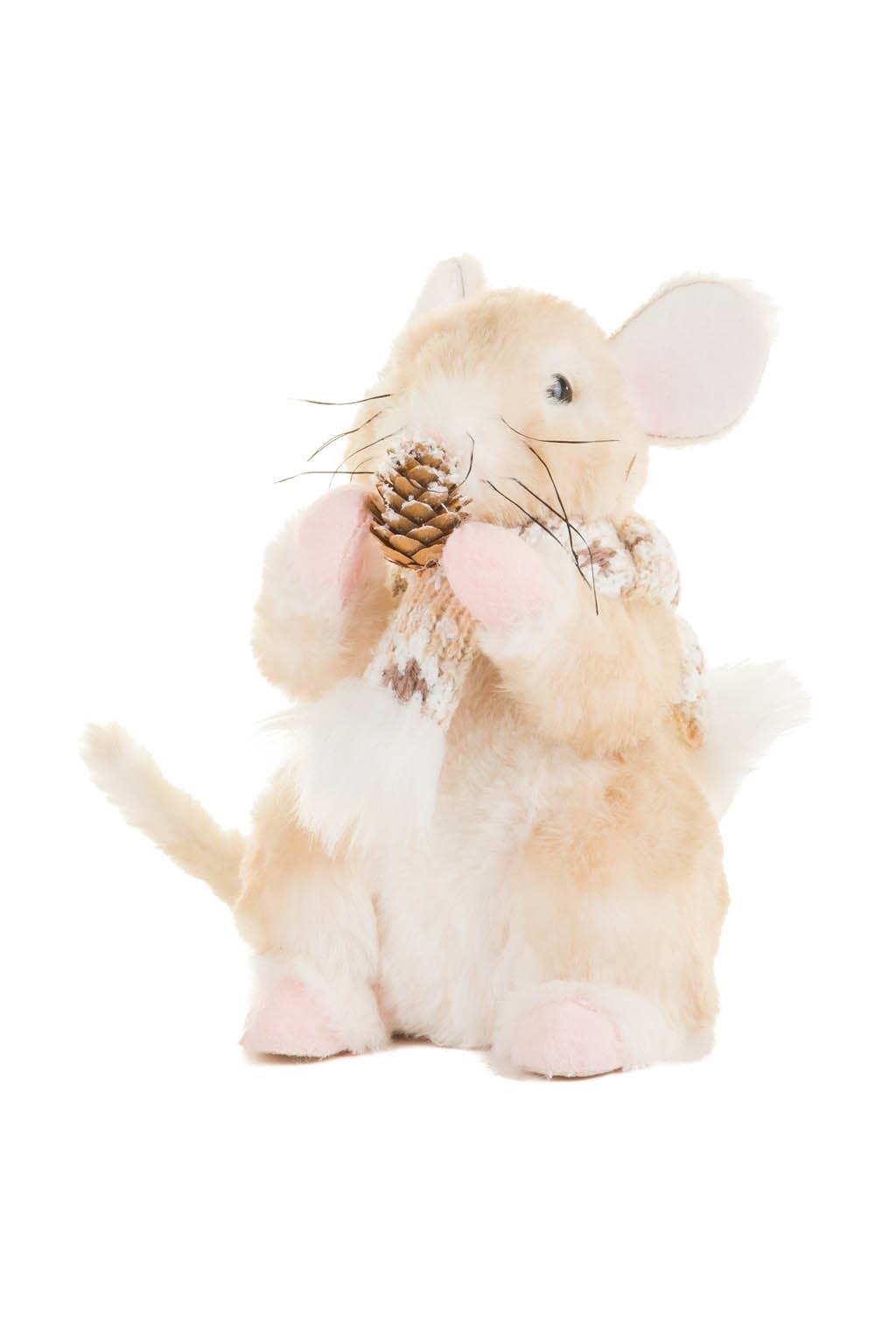 Brown/White Mouse Figurine with Scarf