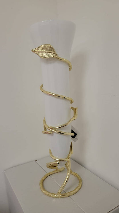 Gold Leaf Vase with White Insert